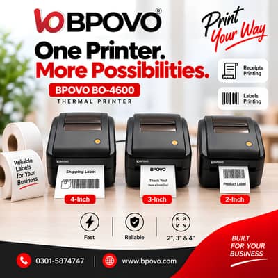 Receipt & Label Printer Thermal DTL 4-inch BT+USB/USB BPOVO BO-4600