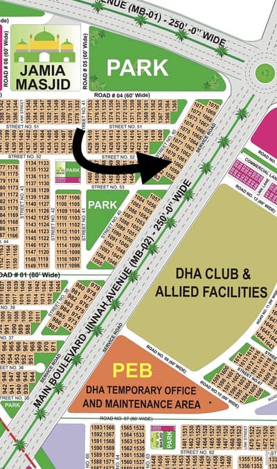 01 Kanal Plot Located On 250ft Road In Front Of DHA Club