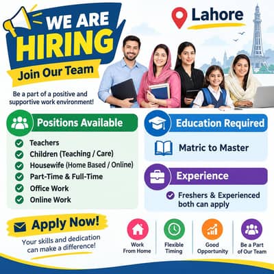 work opportunity available in Lahore