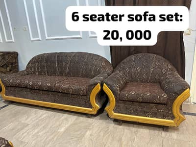 sofa set, Cinioti chairs, king size bed, wooden table, wall. decor