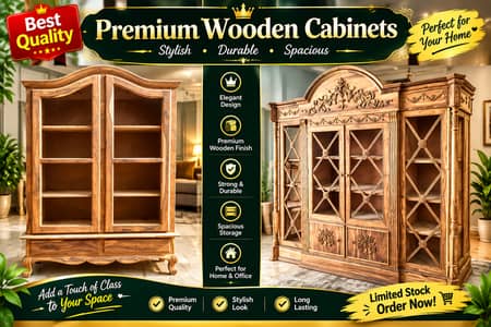 Premium Wooden Cabinet | Royal Carved Design | Spacious & Elegant Fur