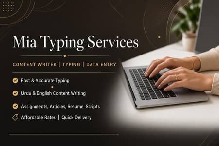 Online Typing & Content Writing | Urdu English | Affordable Rates