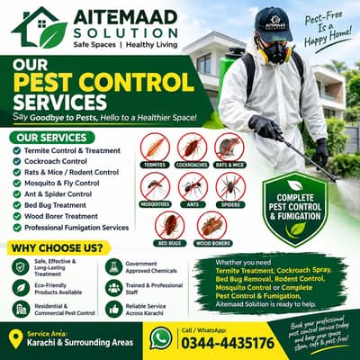Pest Control Services Karachi | Termite, Cockroach, Bed Bug & Rodent