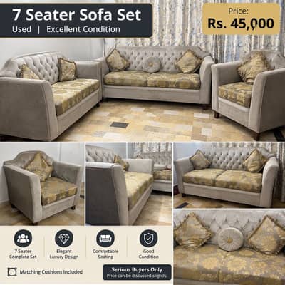 7 Seater Luxury Sofa Set – Used – Excellent Condition