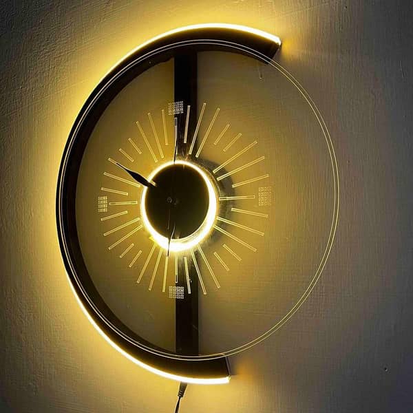 Modern LED Decorative Wall Clock | Luxury Silent Quartz Clock with USB-Powered LED Light (Home & Office Decor)