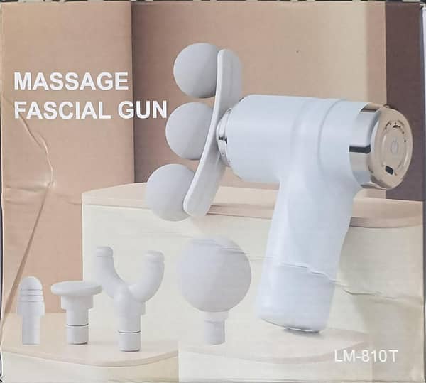 Rechargeable Mini Fascial Massage Gun LM-810T: Deep Tissue Massager with 5 Interchangeable Heads