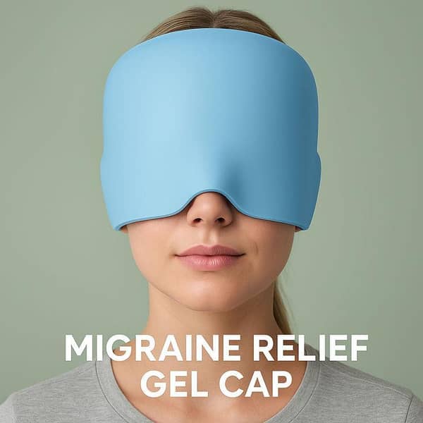 Migraine Relief Cap| Cooling Gel Ice Cap for Headache & Migraine| Soothing Headache Therapy Relief Hat with Eye Mask| Headache Relief Hat for Migraine Relief| Reusable Cold Compress Head Wrap Cap for Migraine, Sinus, Stress, Tension & Painful Puffy Eyes