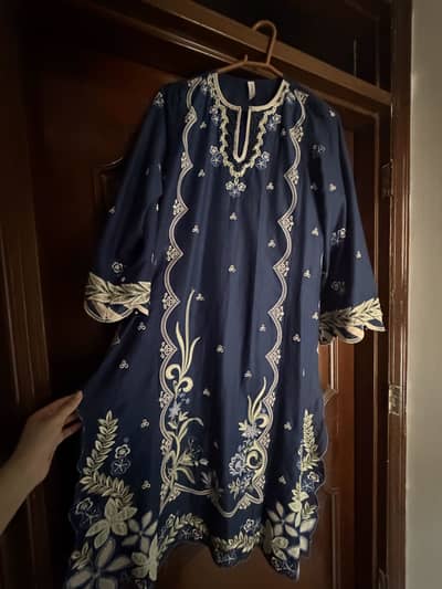 Original Ethnc Navy Blue Floral Embroidered Shirt