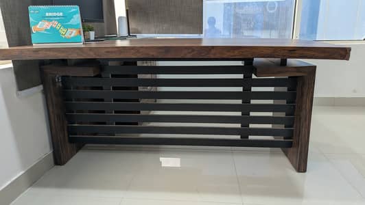 Executive CEO Office Desk Setup – Premium Wooden Finish with Storage