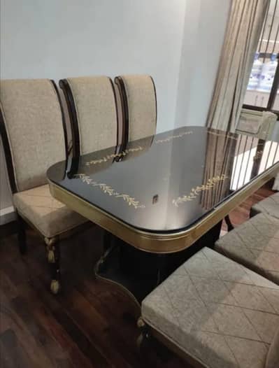 Dining table with six chairs
