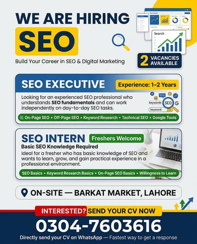 Experience: 1–2 Years and SEO INTERN