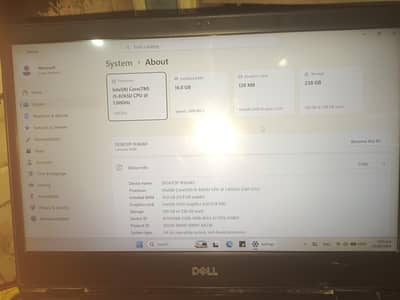 Dell laptop core 8genration 16gb ram 238gb storage 128MB GRAPHIC CARD