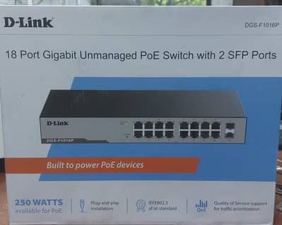 16 Port Gigabit Unmanaged POE Switch with 2 SFP ports 250 watts