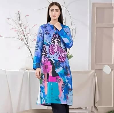 Swiss Lawn Printed Shirt Butterfly Floral Design