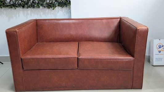 Executive Leather Sofa & Matching Center Table Set  CEO Office Seating