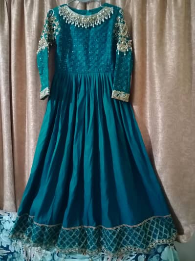 3 Piece Handmade Work Long Frock Dress | 1 Time Used | Party Wear