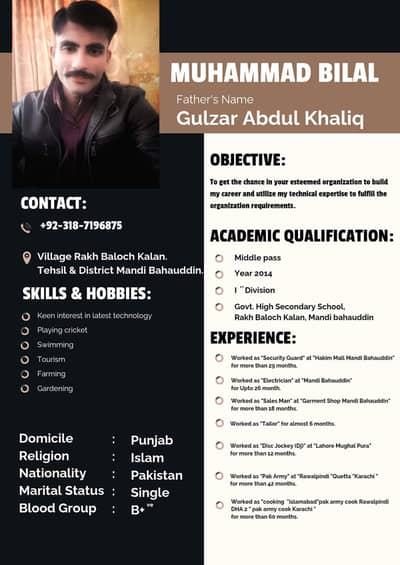 muja job ki zarorat hai urjant profile my CV