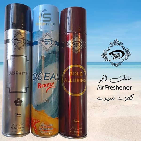 Air Freshener Amenity Silver |Ocean Breeze | GoldAllure| Pack of 3 300ml Big Bottle House Care Room Spray Imported High Quality Value Budget Deal Offer Fresh Scent Fragrance | Wash Room Bath Room Easy to use | Office Room | Car Air Freshener | Hotel Room