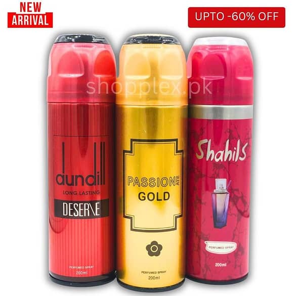 Body Spray Pack of 3 for Men and Women – 200ml Each (Passion, Dundill Red, Shahils) by FRESHRITE