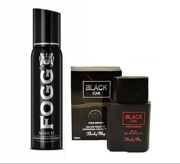 Pack of 2 Foog Macro Body Spray and Black Car Perfume – Ideal Gift for Men