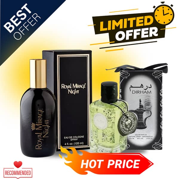 Pack of 2 Royall Mirage Night & Black Dirhum Arabic Perfumes – Buy 1 Get 1 Free