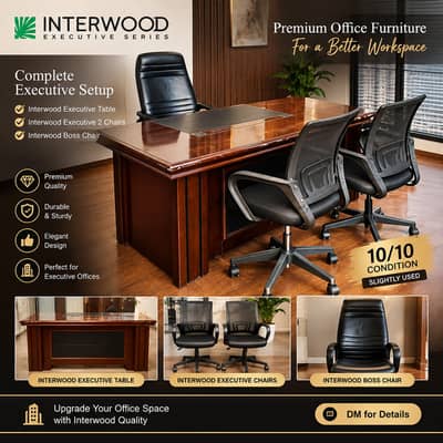 Interwood Executive Table & Chairs Set | Executive Office Furniture