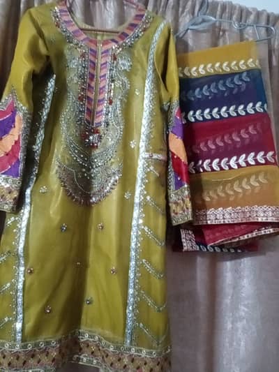 Beautiful 3 Piece Organza Gharara Suit | Embroidered Party Wear