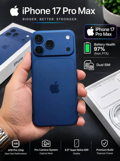 iPhone 17 Pro Max Blue | 97% Battery | Non-PTA | Dual SIM