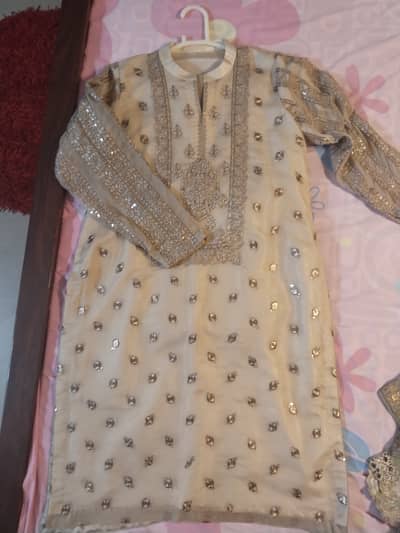 Formal wear skin pista color Shalwar Kameez new