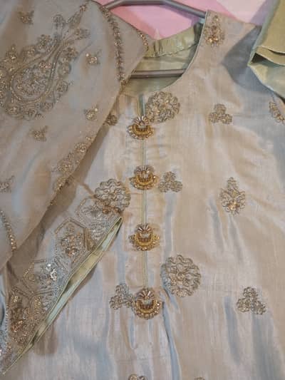 Pista color Shalwar Kameez bridal formal wear new