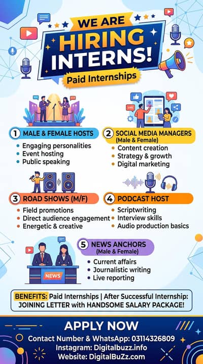 we are offering Digital Marketing Internships Male /Female