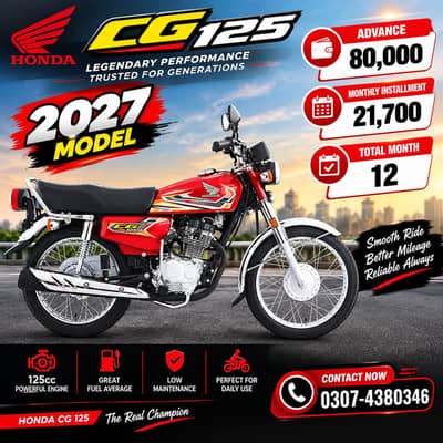 Honda CG 125 2026 Modal On Easy Installment Plan Only Lahore