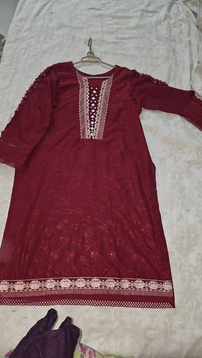 embroidered 3 pc stiched ladies dress
