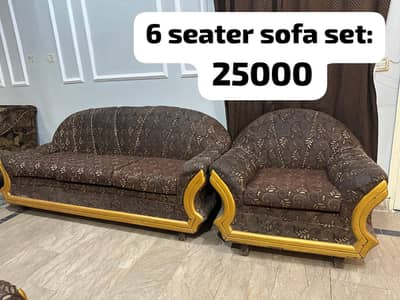 sofa set, Cinioti chairs, king size bed, wooden table, wall. decor