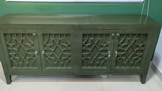 Executive 4-Door Green Wooden Filing & Storage Cabinet