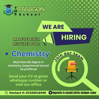 Chemistry teacher required