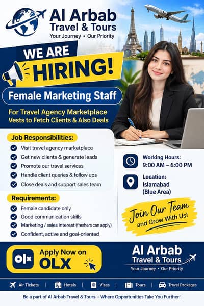 we are hiring female staff for Our office