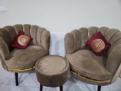 Luxury Velvet Coffee Set | 2 Chairs + Ottoman