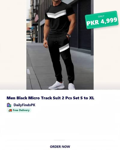 Men's Black Micro Track Suit 2-Piece Set | S-XL