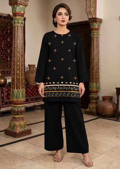 stitched 2-piece embroided
