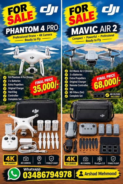 DJI mavic Air 2 and Dji phantom 4 pro drones urgent sale