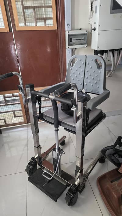 bedside wheel chair for toilet and patient lifting