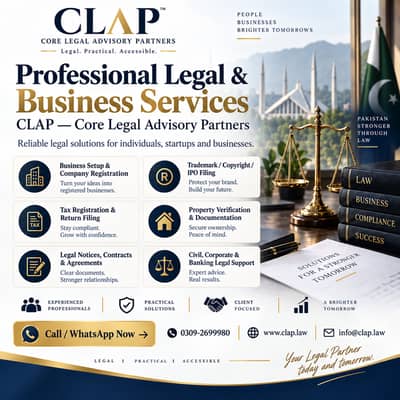 Lawyer & Legal Services Karachi | Company, Property, Trademark & Tax