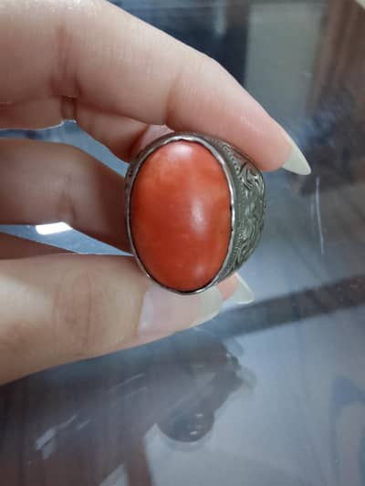 Natural Coral (Marjan) Ring – 30 Carat – GGI Certified