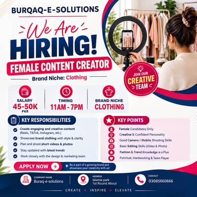 Hiring Creative Female Content Creator – Clothing Brand