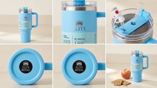 Premium Elite Royal Insulated Travel Tumbler Mug with Straw