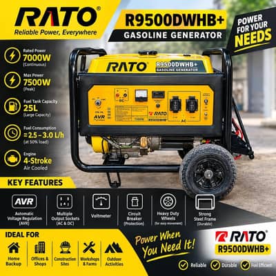 RATO R9500DWHB+ 7000W Heavy Duty Petrol Generator – Used