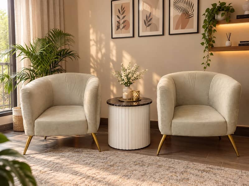 Stylish sofa with marble centre table 0