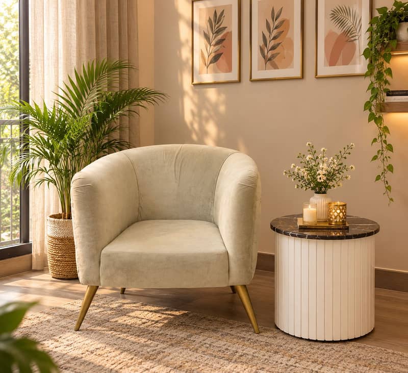 Stylish sofa with marble centre table 1
