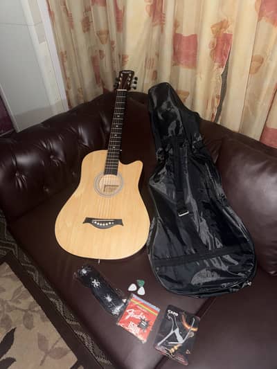 Acoustic guitar With extra strings,Capo and belt